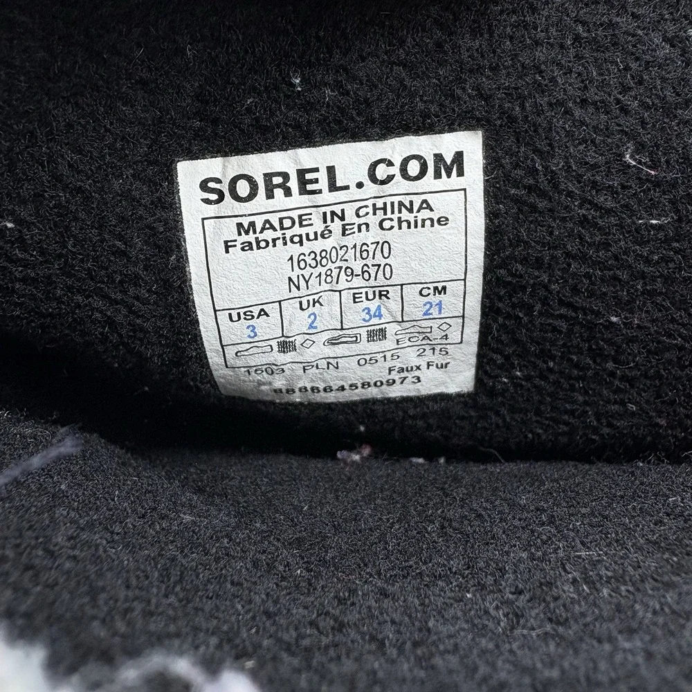 Sorel Boots Girls Youth Size 3 Yoot Pac‎ Snow Rain Waterproof Winter Pink Black